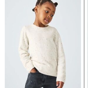 John Lewis & Partners Girls White Nepp Yarn Jumper – Rainbow Confetti – Size 6